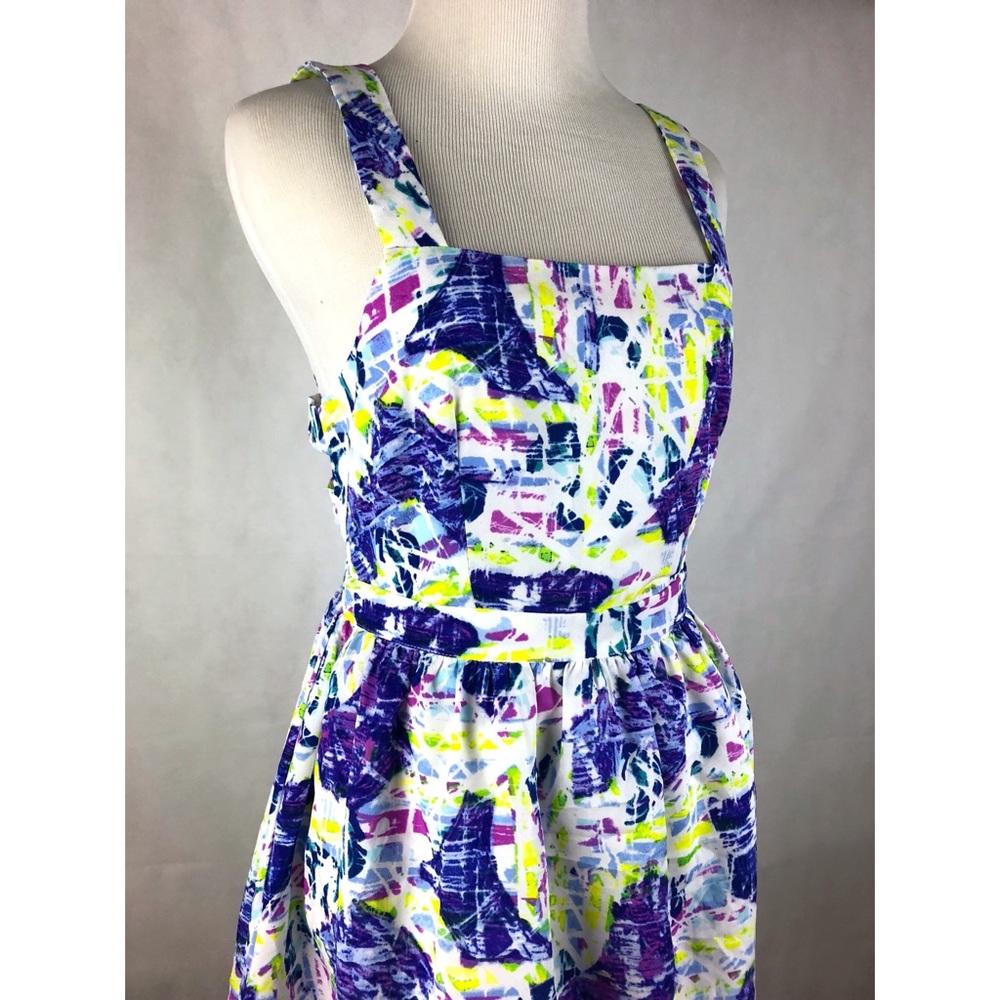 Blue floral Cut out Backless Sun dress - Picture 3 of 5